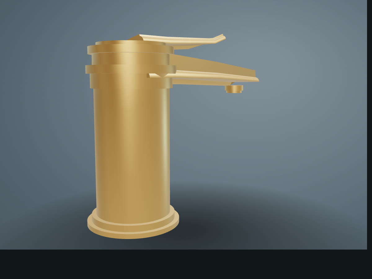 Onda basin mixer in brushed gold, studio render